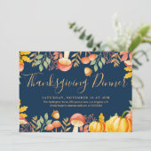 Herfst bloemendankdiner kaart (Staand voorkant)