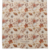 Herfst bloemenelegante retro familienaam gepersona douchegordijn (Voorkant)