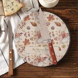 Herfst bloemenelegante retro familienaam gepersona snijplank