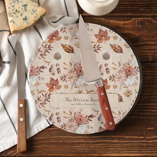 Herfst bloemenelegante retro familienaam gepersona snijplank