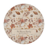 Herfst bloemenelegante retro familienaam gepersona snijplank (Voorkant)