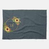 Herfst bloemenframe met aanpasbare tekst theedoek (Horizontaal)