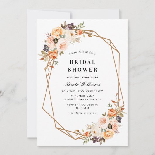 herfst bloemengeometrisch vrijgezellenfeest kaart (Voorkant)