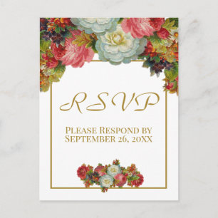 herfst bloemengoud bruiloft RSVP Briefkaart