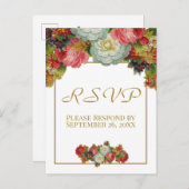  herfst bloemengoud bruiloft RSVP Briefkaart (Voorkant / Achterkant)