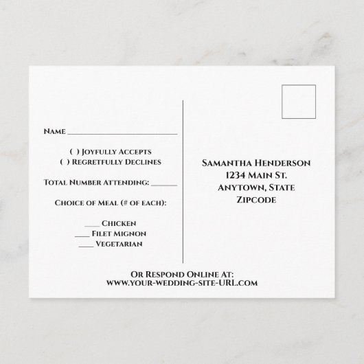  herfst bloemengoud bruiloft RSVP Briefkaart (Achterkant)