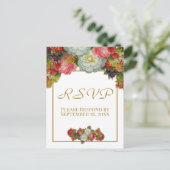  herfst bloemengoud bruiloft RSVP Briefkaart (Staand voorkant)