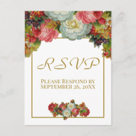  herfst bloemengoud bruiloft RSVP Briefkaart