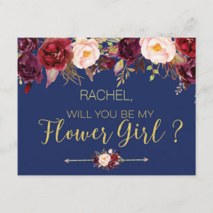 Herfst Bloemenkaart: Word Je Mijn Bloemenmeisje Kaart