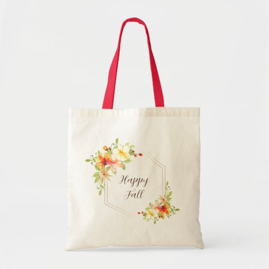 Herfst bloemenkader met aanpasbare tekst tote bag (Voorkant)