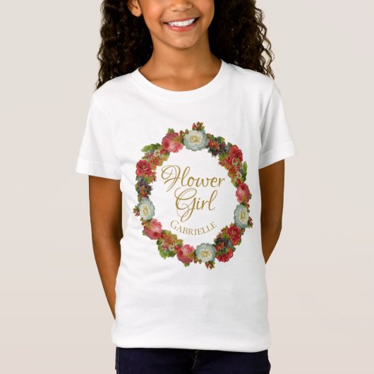 Herfst Bloemenkrans Bloemenmeisje Trouwgunst T-shirt (Voorkant)