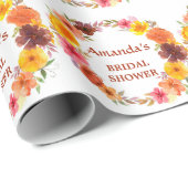 Herfst bloemenkrans Bruidsfeest Cadeaupapier (Rol Hoek)