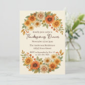 Herfst Bloemenkrans - Elegant Thanksgiving Diner Kaart (Staand voorkant)