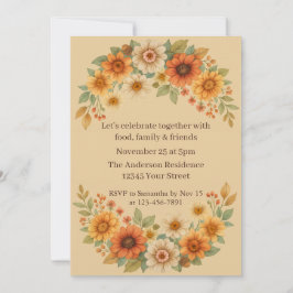 Herfst Bloemenkrans - Elegant Thanksgiving Diner Kaart