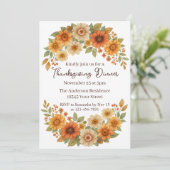 Herfst Bloemenkrans - Elegant Thanksgiving Diner Kaart (Staand voorkant)