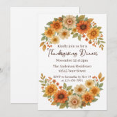 Herfst Bloemenkrans - Elegant Thanksgiving Diner Kaart (Voorkant / Achterkant)
