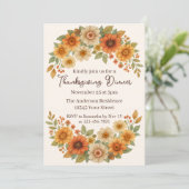 Herfst Bloemenkrans - Elegant Thanksgiving Diner Kaart (Staand voorkant)