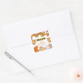 Herfst bloemenkrans pompoen goud bedank favor vierkante sticker (Envelop)