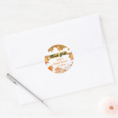 Herfst bloemenkrans Pompoen Goud Bedankt Favor  Ronde Sticker (Envelop)