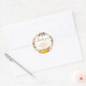 Herfst bloemenkrans Pompoen Goud Bedankt Favoriet Ronde Sticker (Envelop)
