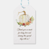 Herfst bloemenkrans wit pompoen Vrijgezellenfeest Cadeaulabel (Achterkant)