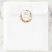 Herfst bloemenkrans wit pompoen Vrijgezellenfeest Ronde Sticker (Tas)