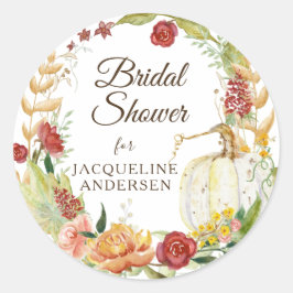 Herfst bloemenkrans wit pompoen Vrijgezellenfeest Ronde Sticker