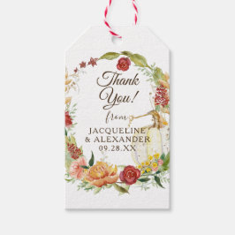 Herfst Bloemenkrans Witte pompoen Vrijgezellenfees Cadeaulabel