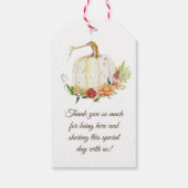 Herfst Bloemenkrans Witte pompoen Vrijgezellenfees Cadeaulabel (Achterkant)