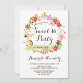 Herfst Bloemenkrans Zoet Zestien Uitnodiging (Voorkant)