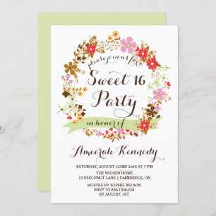 Herfst Bloemenkrans Zoet Zestien Uitnodiging