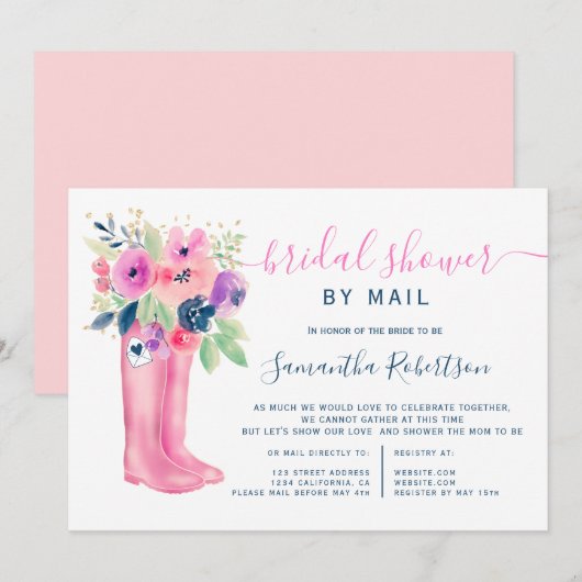 Herfst bloemenlaarzen waterverf vrijgezellenfeest  kaart (Voorkant / Achterkant)