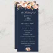 herfst bloemenmarine blauw bruiloft programma programmakaart (Voorkant / Achterkant)