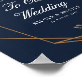 herfst bloemenmarine blauw bruiloft welkom teken poster (Hoek)