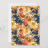 herfst bloemenmarine blauw Thanksgiving Diner Kaart (Achterkant)