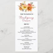 herfst bloemenmenu Thanksgiving Menu (Voorkant)