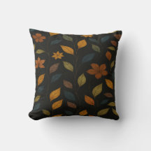Herfst Bloemenmotief op Zwarte Achtergrond