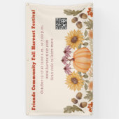 Herfst Bloemenoogst QR Code Festival Spandoek (Verticaal)
