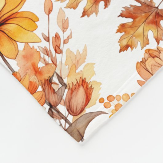 Herfst bloemenpatroon B01 Fleece Deken (Hoek)