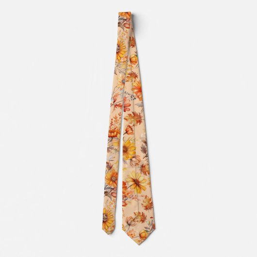 Herfst Bloemenpatroon B01 L Sinaasappel BG Stropdas (Achterkant)