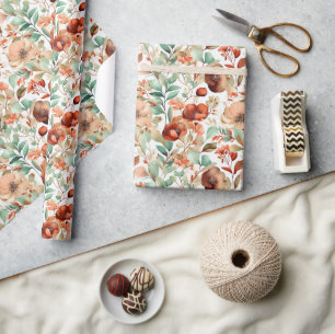 Herfst bloemenpatroon cadeaupapier