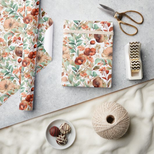 Herfst bloemenpatroon cadeaupapier (Crafts)