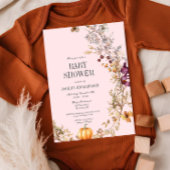 Herfst Bloemenpompoen Boho Baby shower Uitnodiging