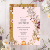 Herfst Bloemenpompoen Boho Baby shower Uitnodiging