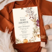 Herfst Bloemenpompoen Boho Baby shower Uitnodiging