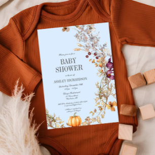 Herfst Bloemenpompoen Boho Baby shower Uitnodiging