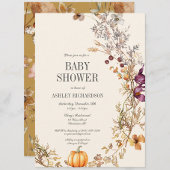 Herfst Bloemenpompoen Boho Baby shower Uitnodiging