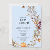 Herfst Bloemenpompoen Boho Baby shower Uitnodiging (Voorkant)