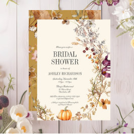Herfst Bloemenpompoen Boho Bridal Shower Invitatio Kaart