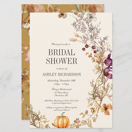Herfst Bloemenpompoen Boho Bridal Shower Invitatio Kaart